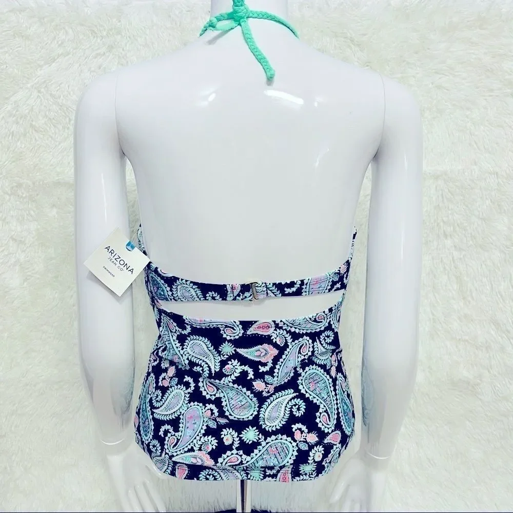 NWT Arizona Mint Braided Tankini Bikini‎ Top S